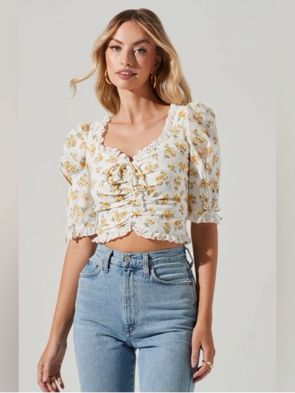 Astr Floral Lace Top Puff